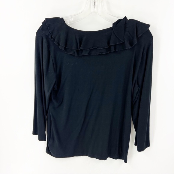 ✅ LAUREN RALPH LAUREN V-NECK RUFFLED TOP SIZE LARGE - Picture 7 of 7